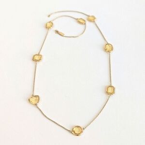 Kate Spade Vegas Jewels Chunky Station Necklace Citrine Gold Tone